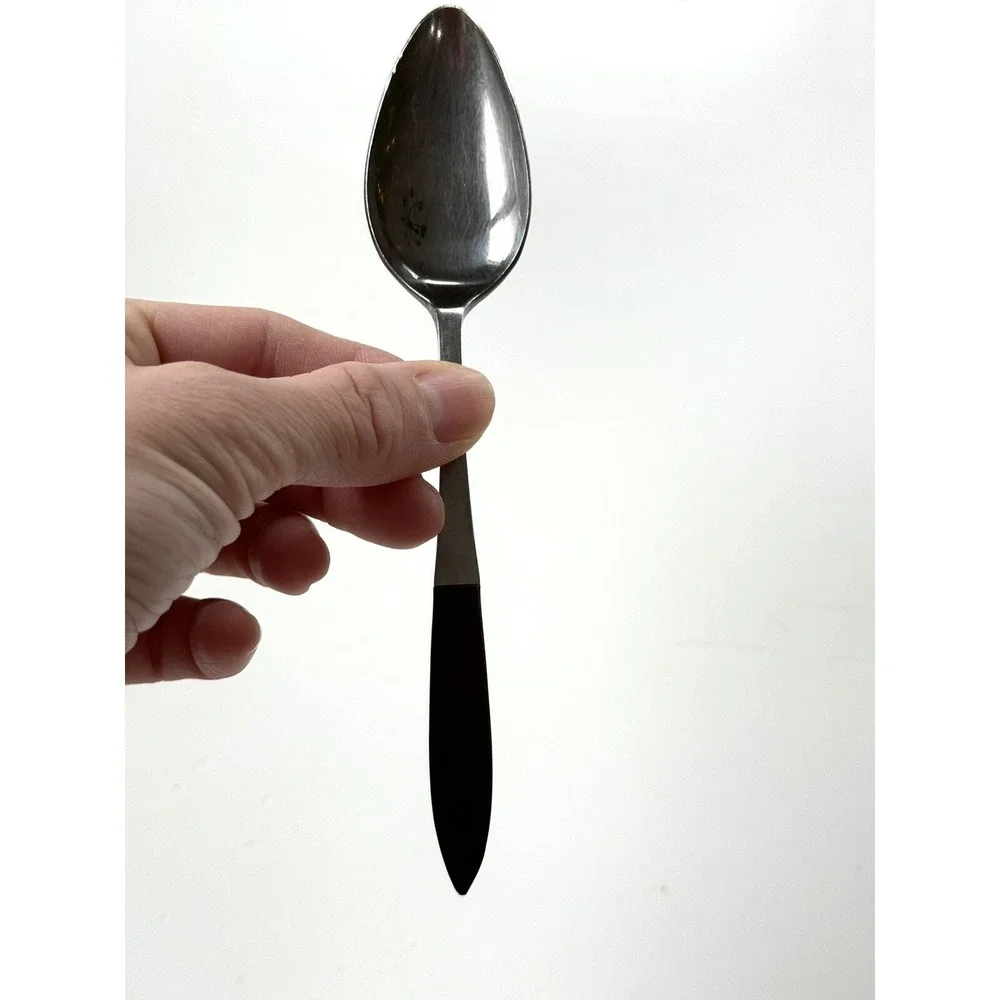 Ekco Eterna Canoe 4 Spoons MCM Japan Forged Stainless & Wood Handle